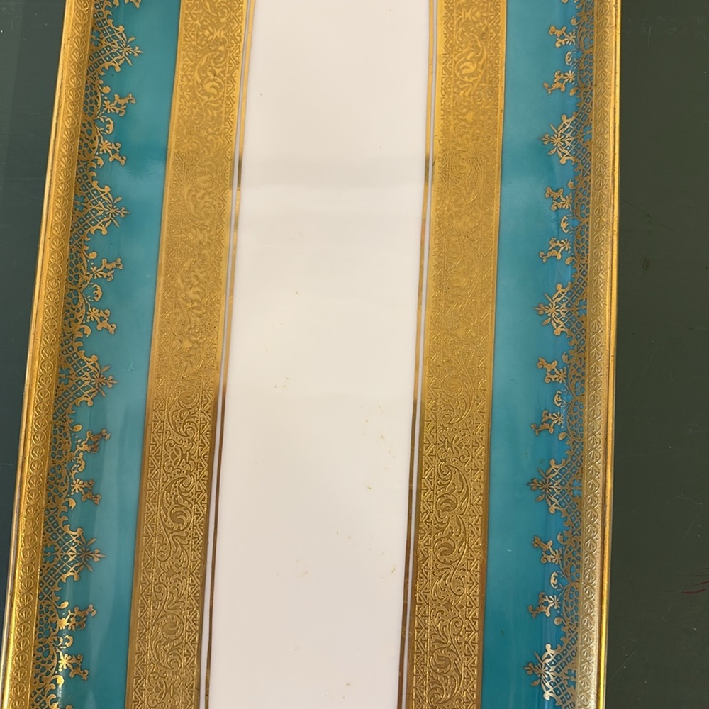 Vintage Porzellan Karlsbader Wertabeit Decorative Gold & Turquoise Tray. - Picture 3 of 7